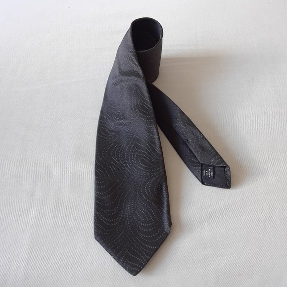 Calvin Klein. Silk Tie Pattern. Charcoal & Grey - Picture 9 of 9